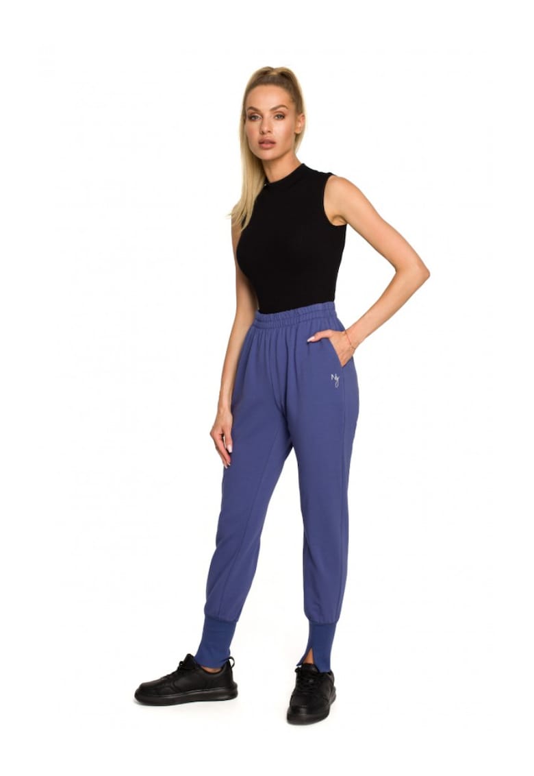 Pantaloni dama - Bumbac/Elastan -Albastru