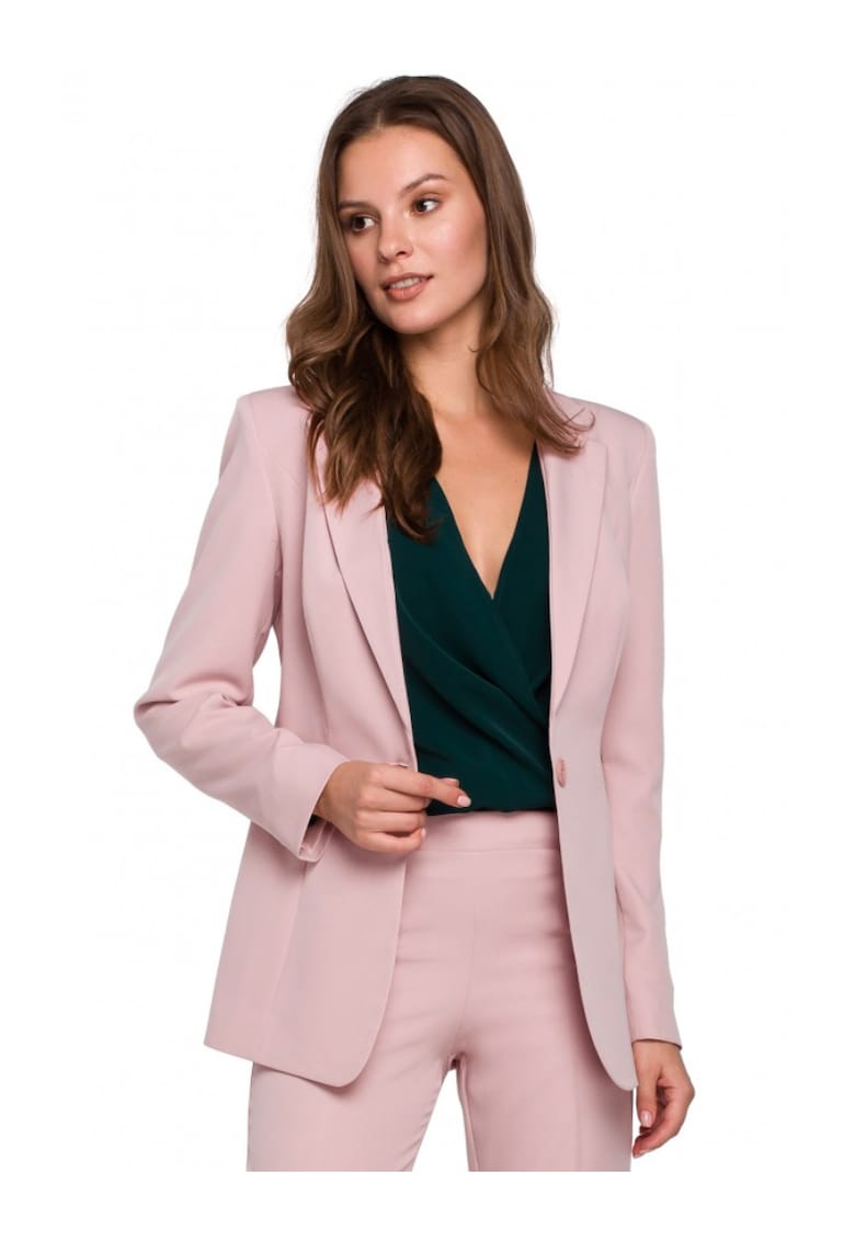 Blazer elegant Makeover - Cu nasture - Poliester - Elastan - Roz