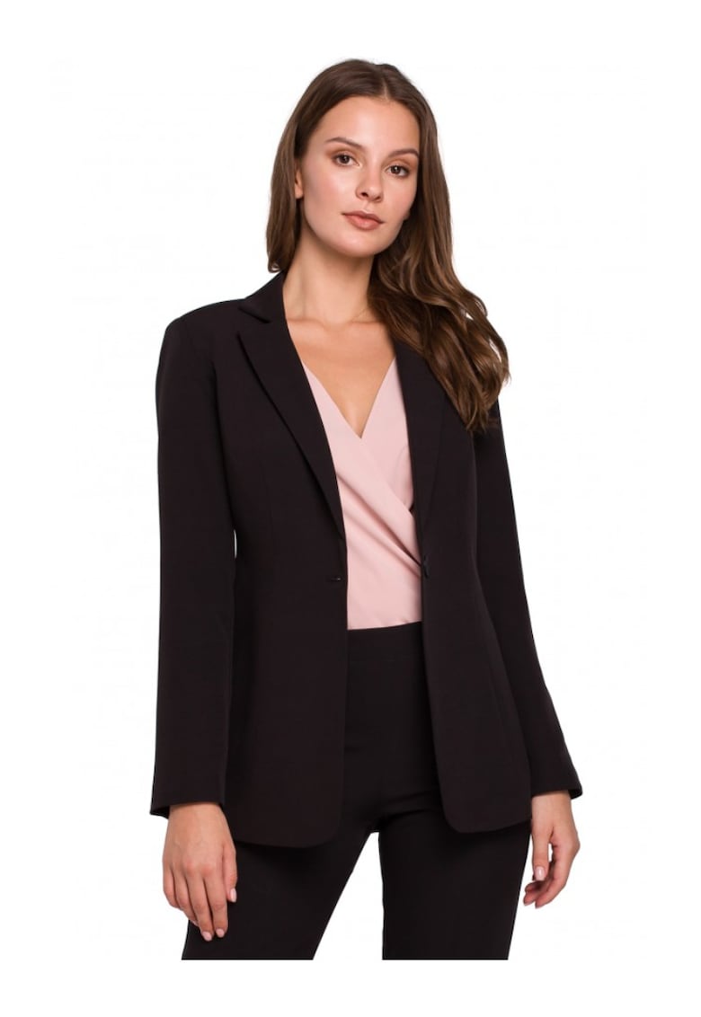 Blazer elegant Makeover - Cu nasture - Poliester - Elastan - Negru