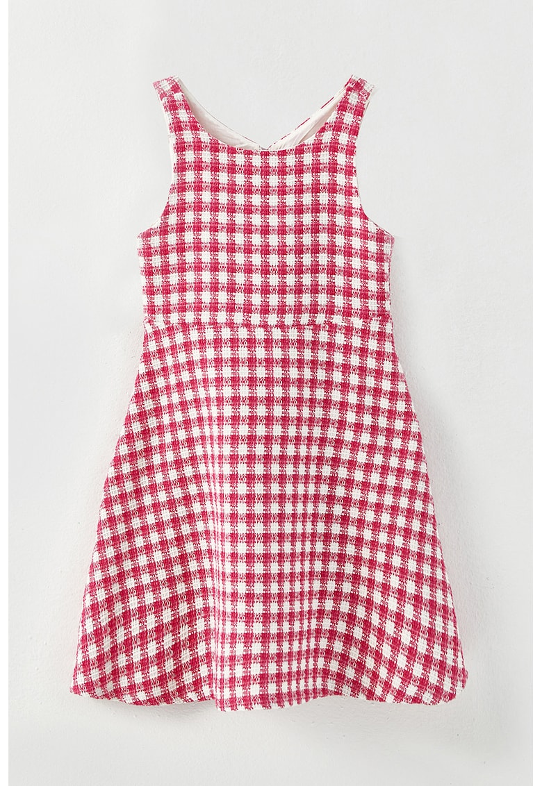 Rochie fara maneci cu model gingham