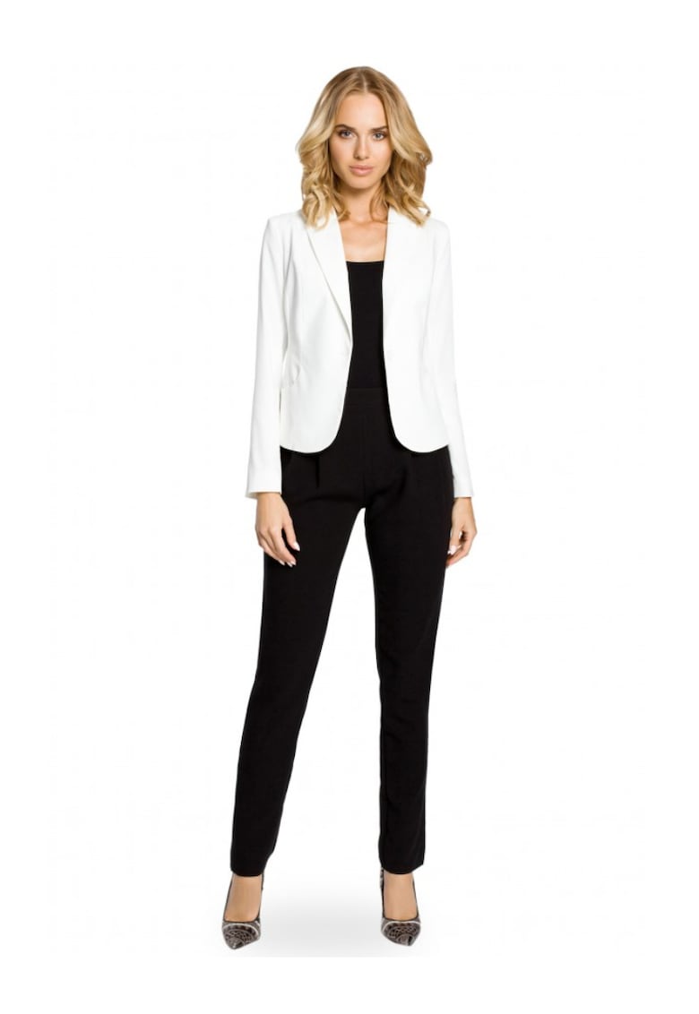 Blazer elegant Cu nasture - Poliester - Viscoza - Alb