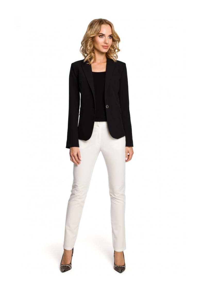 Blazer elegant Cu nasture - Poliester - Viscoza - Negru