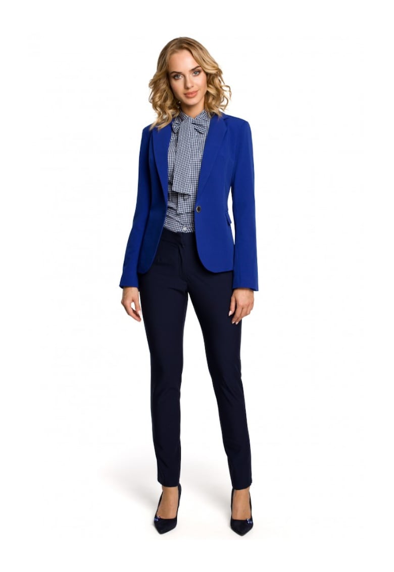 Blazer elegant Cu nasture - Poliester - Viscoza - Albastru