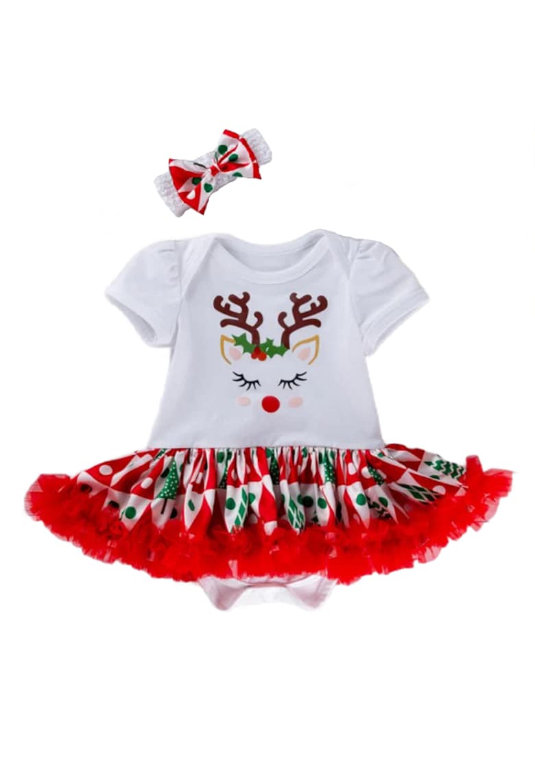 Set Rochie Si Bentita Renul Iubaret - Casual - Fete - Maneca scurta - Multicolor