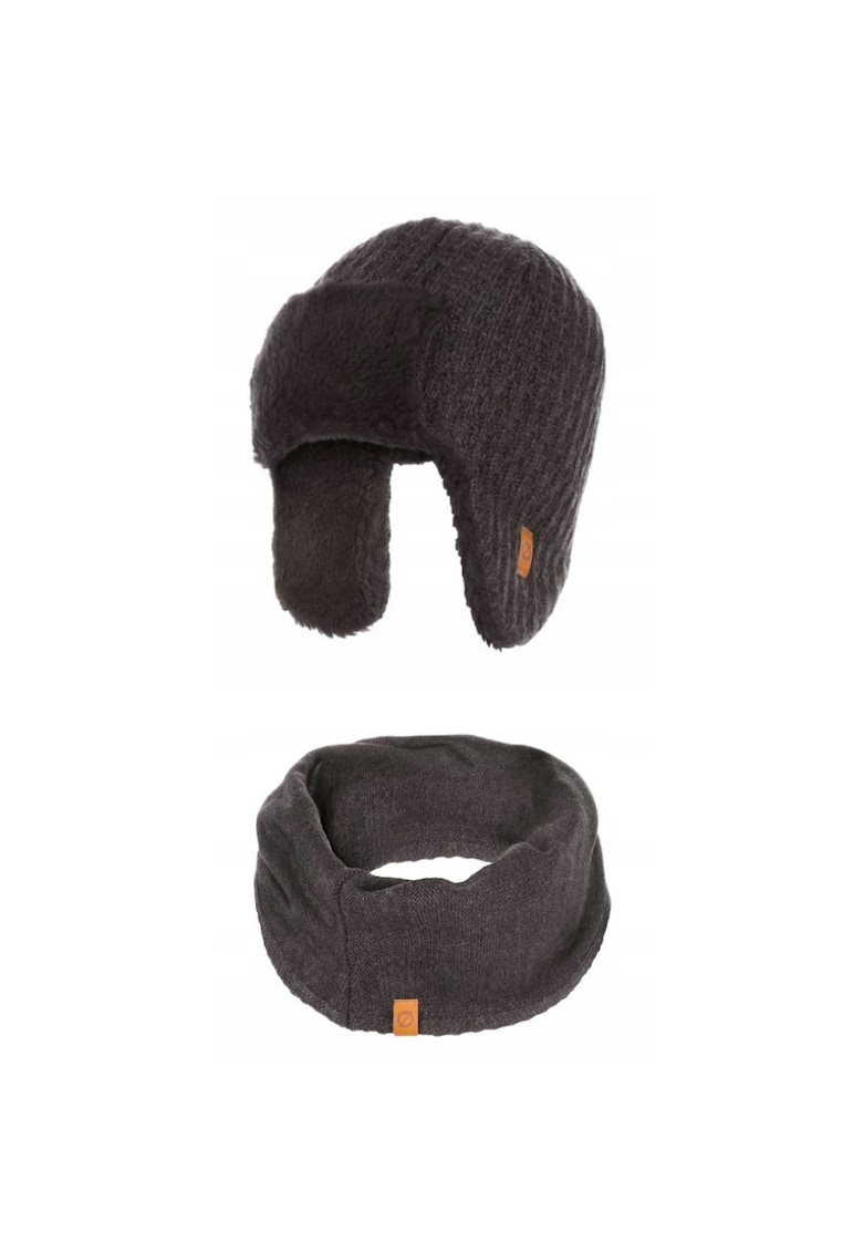 Set caciula cu fular Brodrene - Acril - Universal - Gri inchis