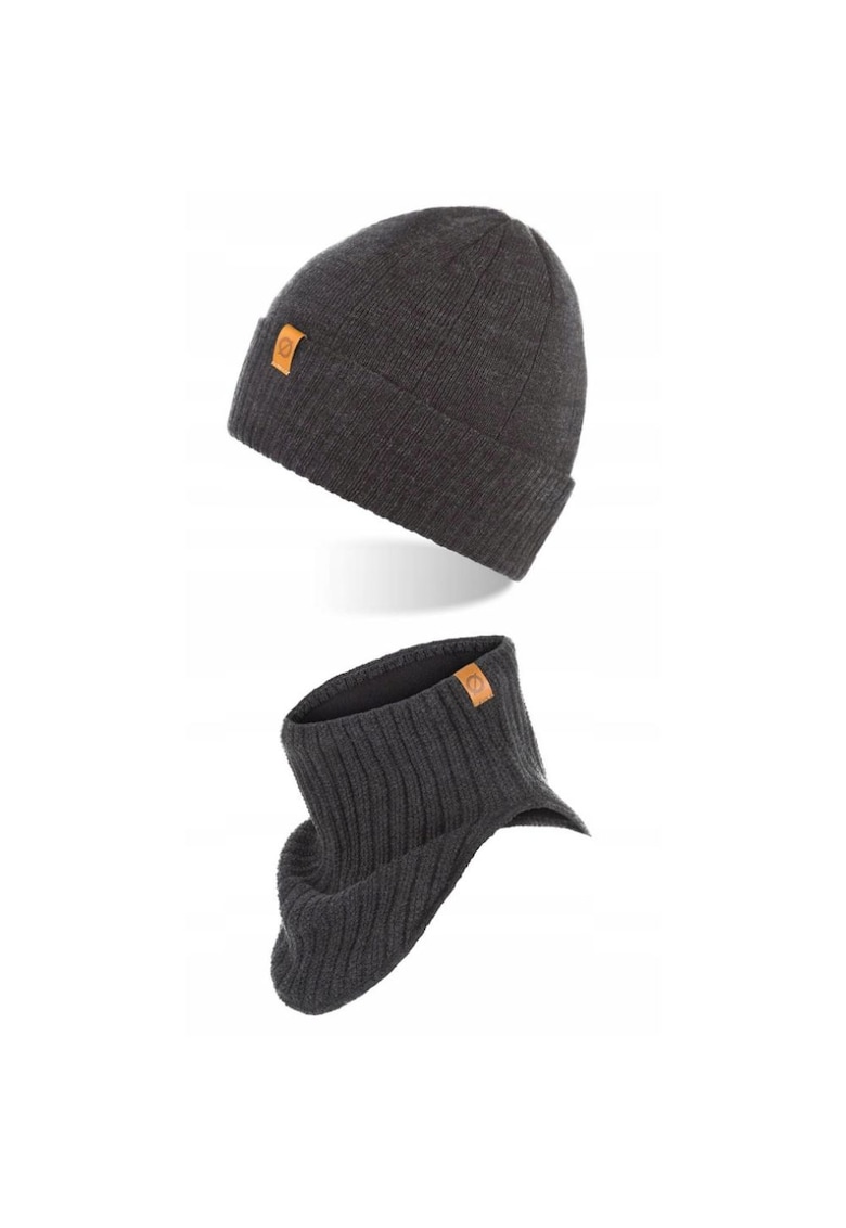 Set caciula cu fular Brodrene - Acril - Universal - Gri inchis