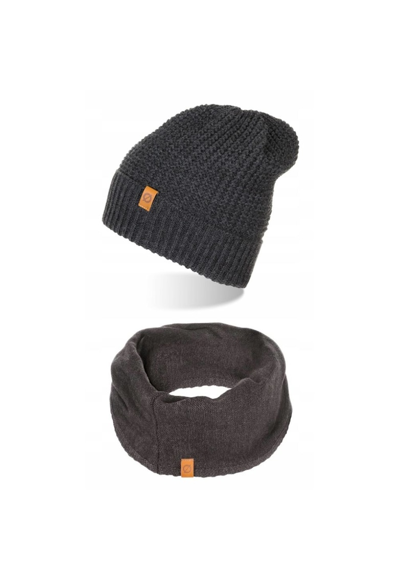 Broedrene Set caciula cu fular Brodrene - Acril - Universal - Gri inchis