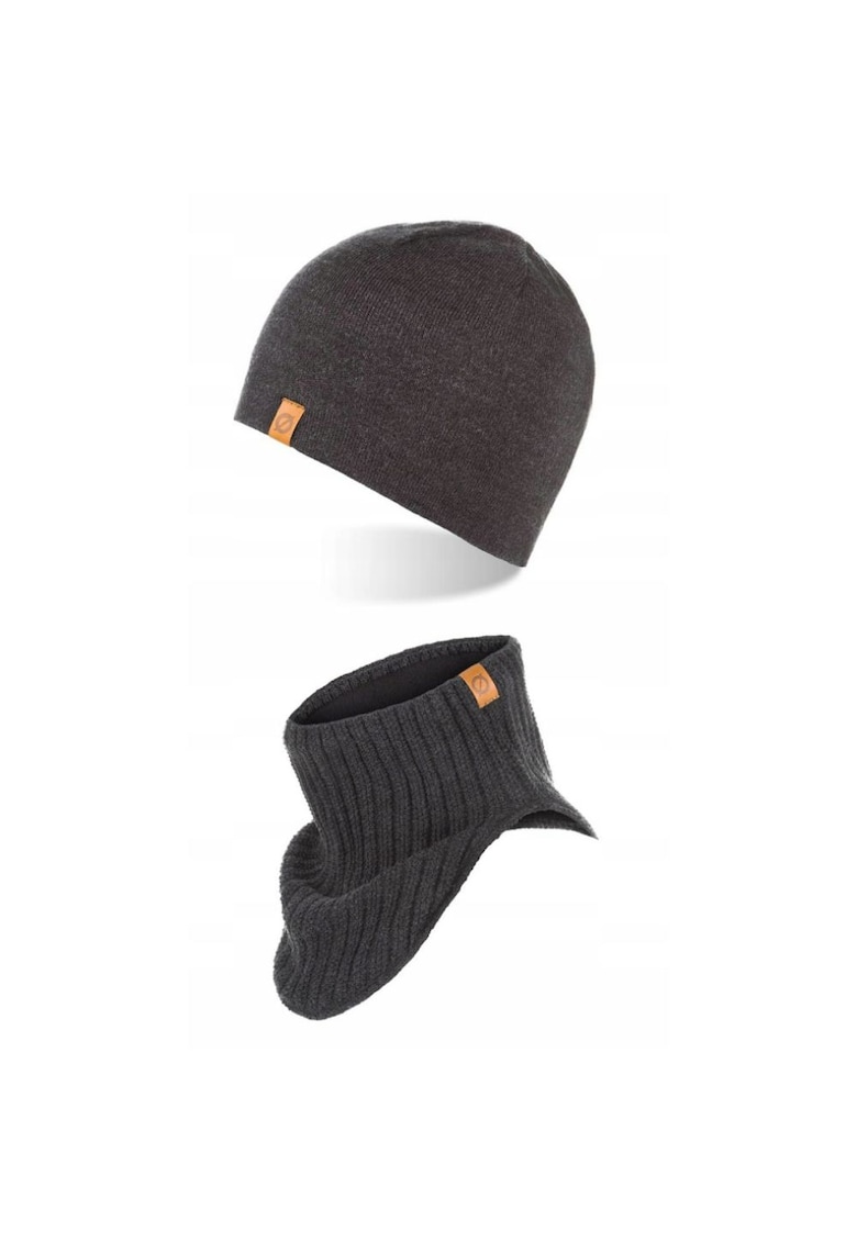 Set caciula cu fular Brodrene - Acril - Universal - Gri inchis