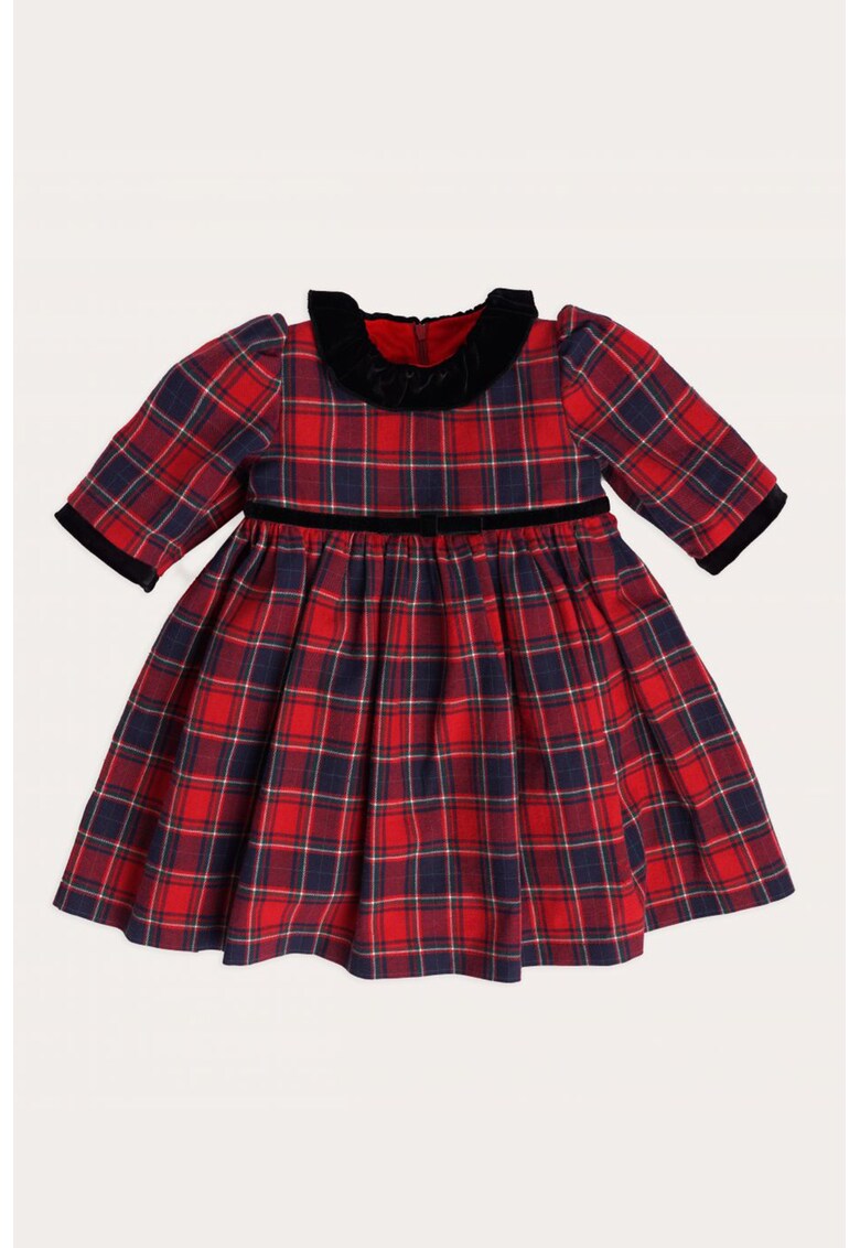 Rochie evazata cu imprimeu in carouri Tartan