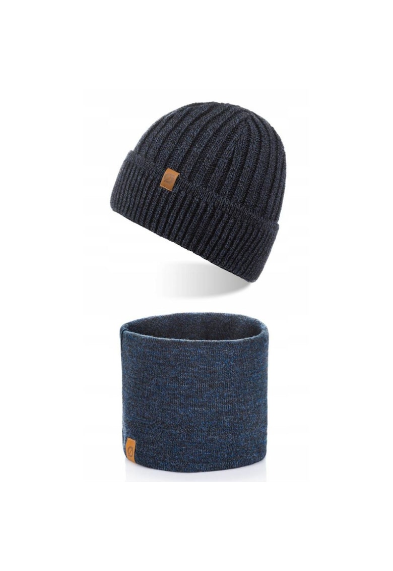 Set caciula cu fular Brodrene - Acril - Universal - Bleumarin