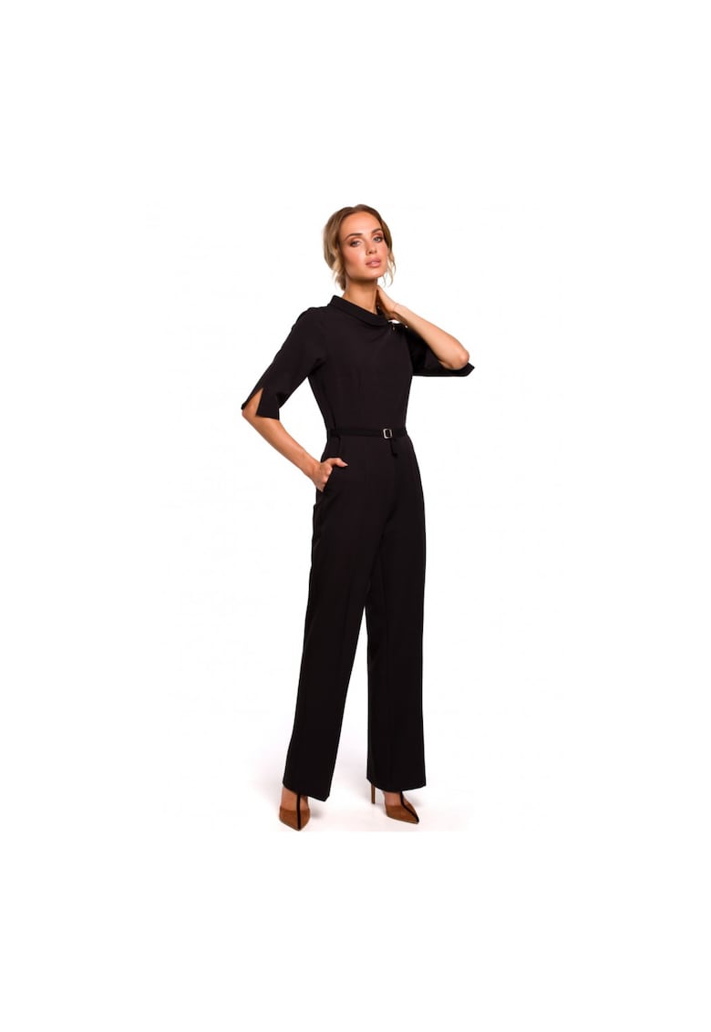 Salopeta cu guler Cu cordon - Poliester - Elastan - Negru