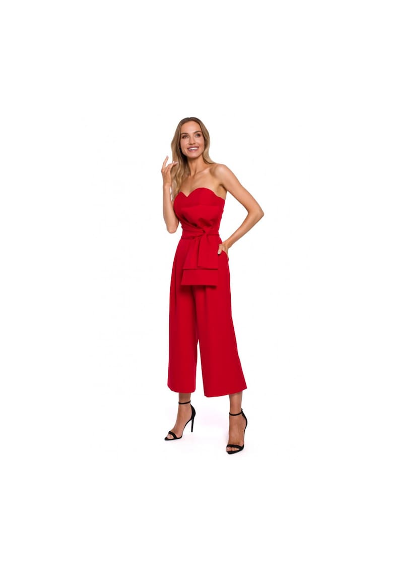 Salopeta fara maneci Poliester - Elastan - Rosu