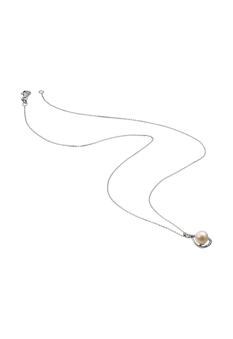 Colier din aur alb de 14K cu pandantiv decorat cu perla si diamante D Diamond Reduceri si Transport Gratuit D Diamond imagine noua