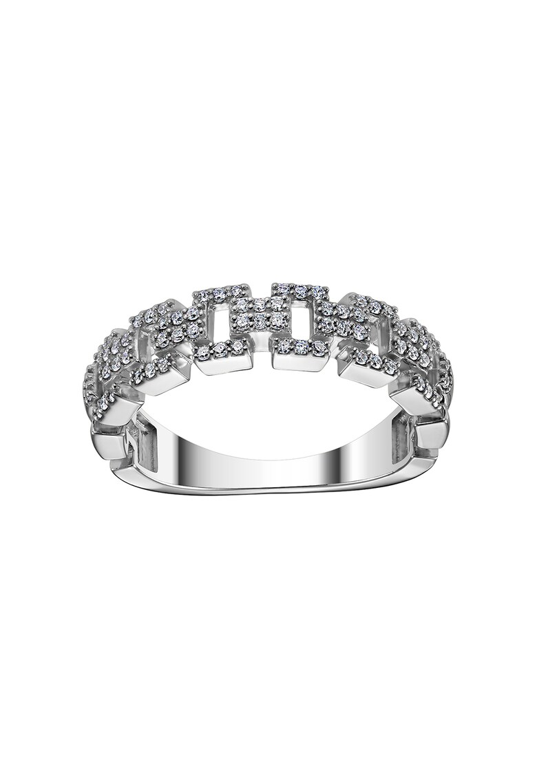 Inel din aur alb de 14K decorat cu diamante D Diamond Reduceri si Transport Gratuit D Diamond imagine noua
