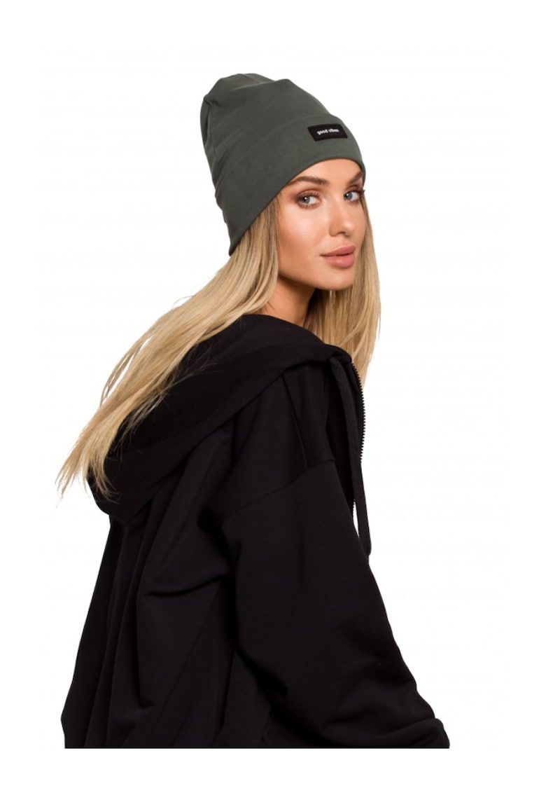 Beanie dama Good Vibes - Bumbac - Verde militar - Marime Universala