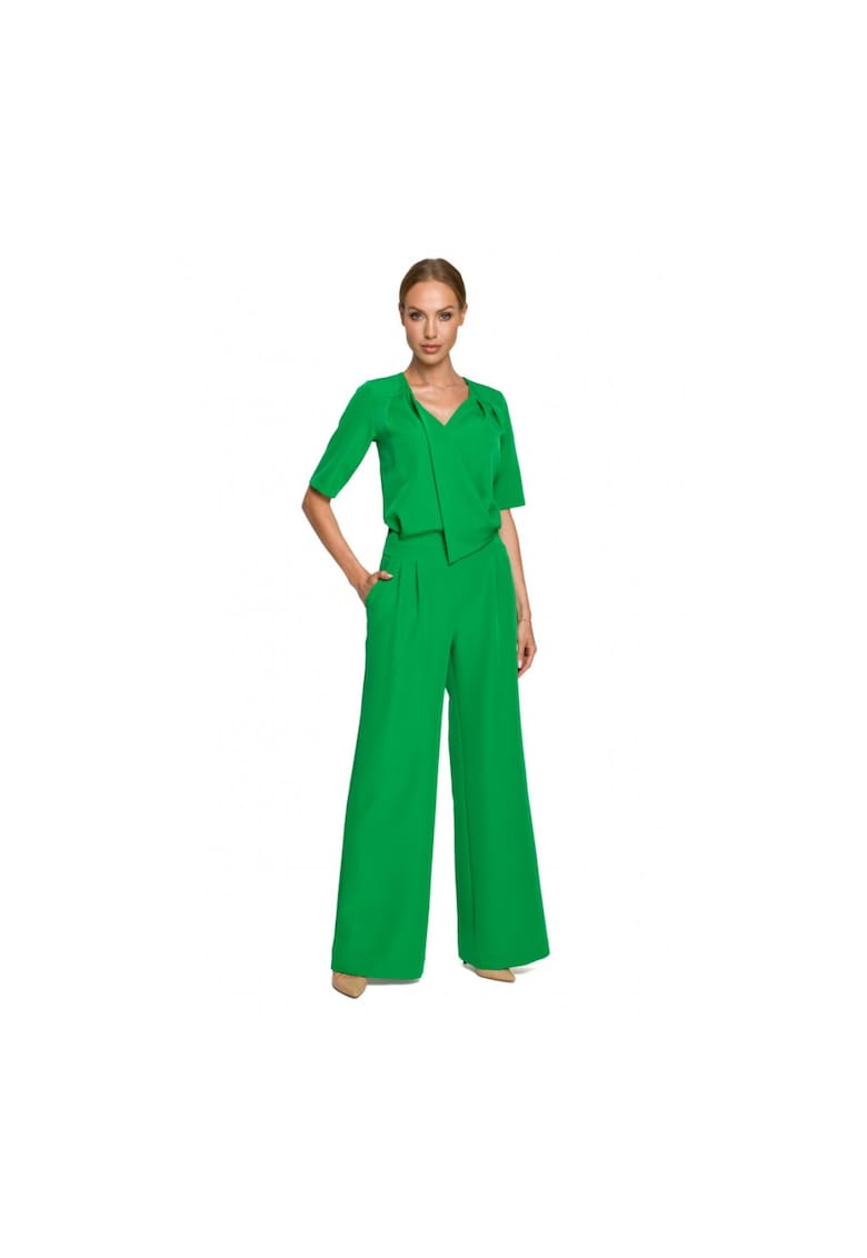 Salopeta cu decolteu in V Poliester - Elastan - Verde