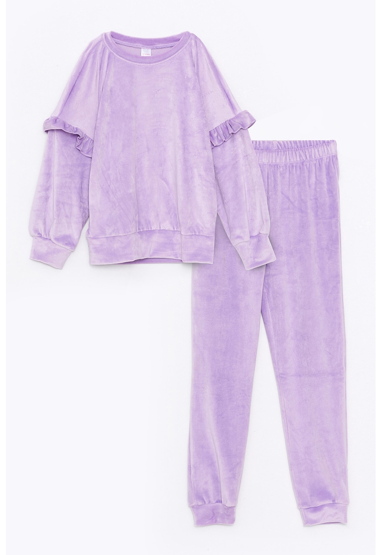 Pijama de catifea cu pantaloni lungi