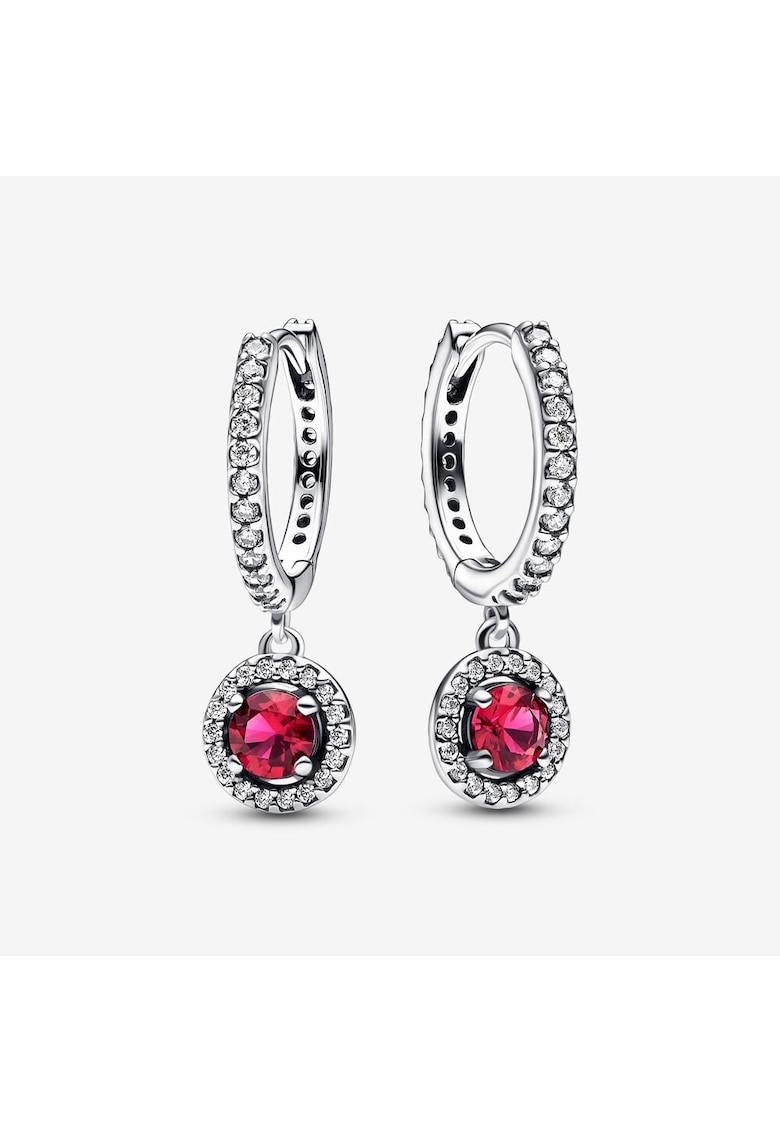 Cercei Eleganti rotunzi rosii stralucitori Zirconiu si Argint 925