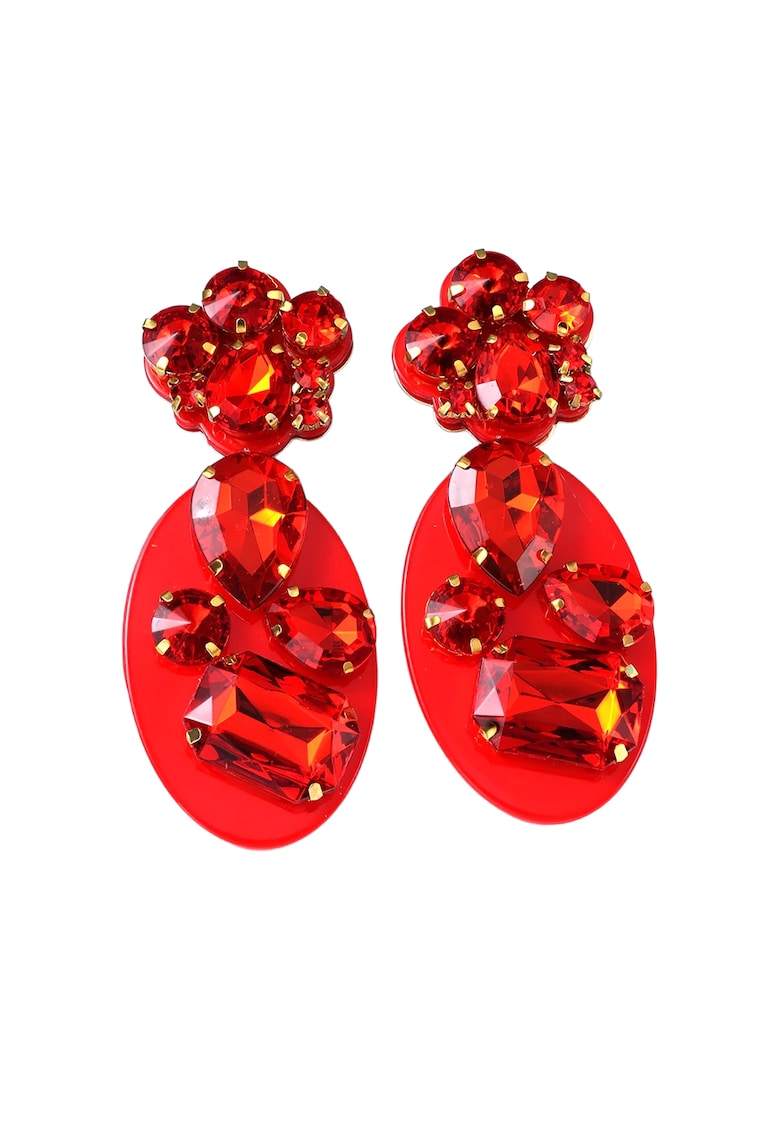 Cercei rosii - ovali - cu pietre - Holly C21 -
