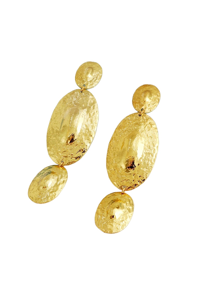 Cercei aurii - lungi - cu placute ovale - Hermina C15 -