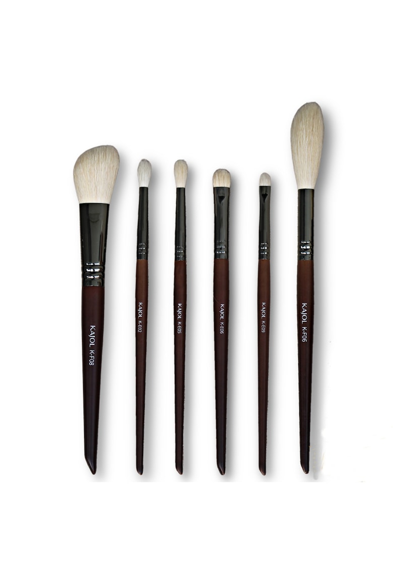 Set - - The Whites” - 6 pensule profesionale pentru machiaj din par natural de capra - handmade - ™
