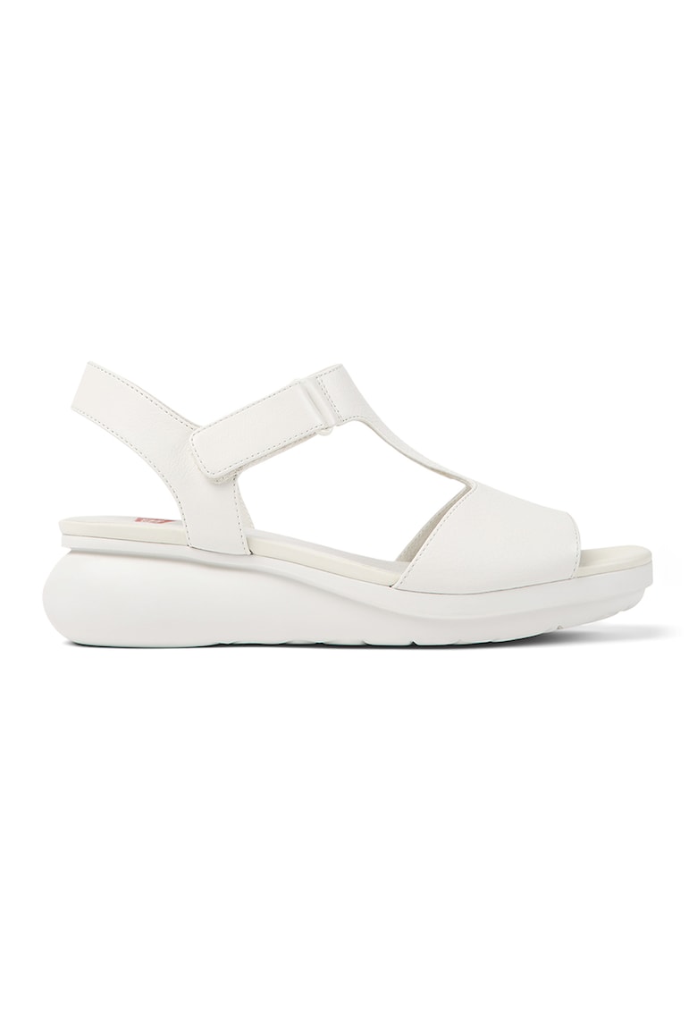 Sandale din piele cu talpa wedge si inchidere velcro