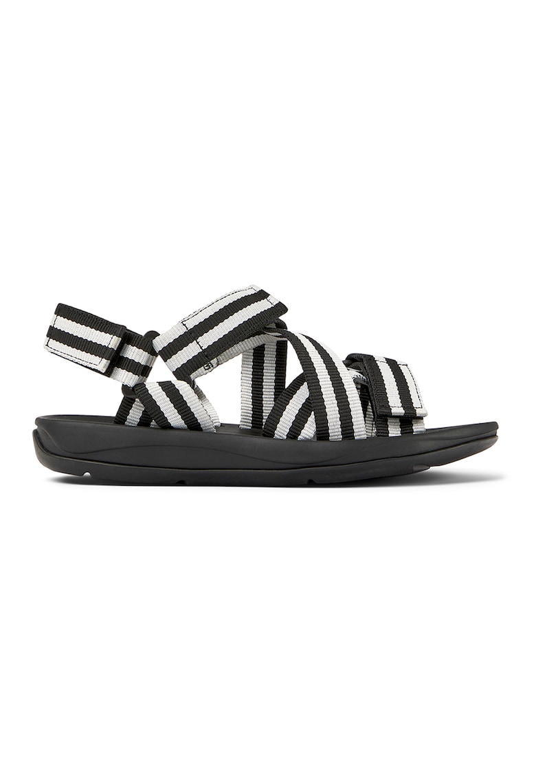 Sandale textile cu barete multiple Match - Alb/Negru