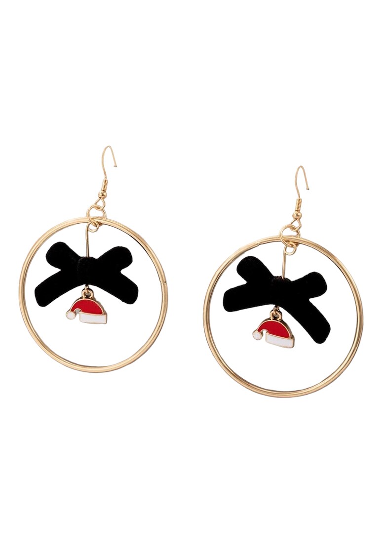 Cercei aurii - rotunzi - cu motive de Craciun - Jacob C32