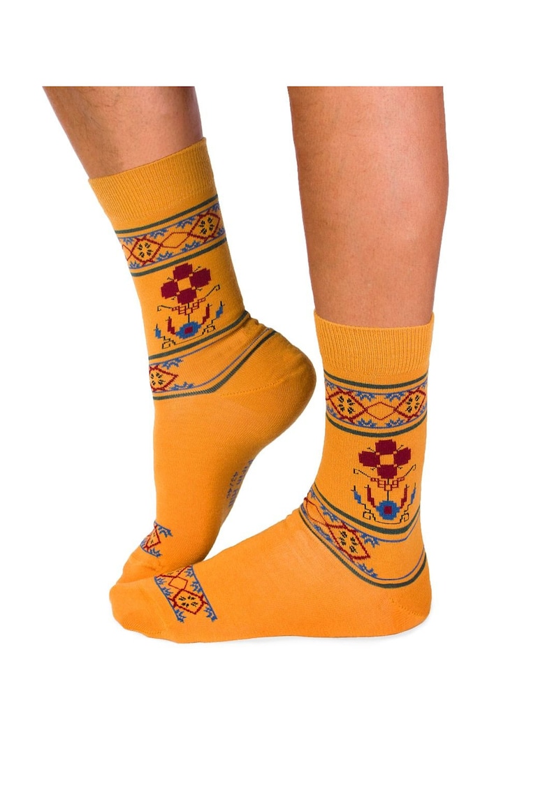 Sosete din Lana cu Motive Traditionale Ocru Sosete din Lana cu Motive Traditionale Ocru