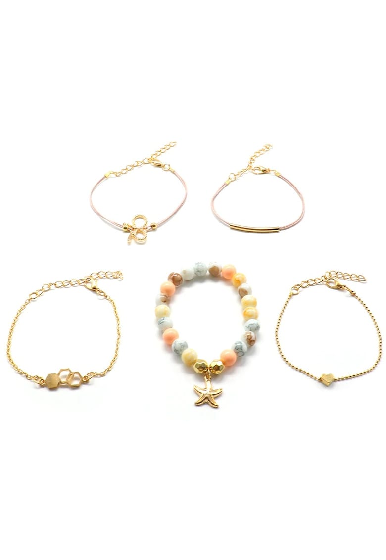 Set 5 bratari aurii - cu margelute - ajustabile - Jayne C4 -