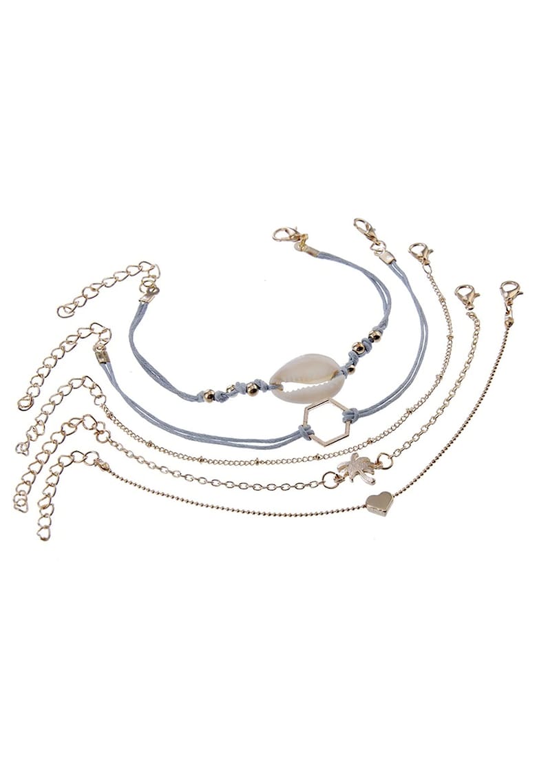 Set 5 bratari aurii - cu palmier si scoica - Jela C6 -