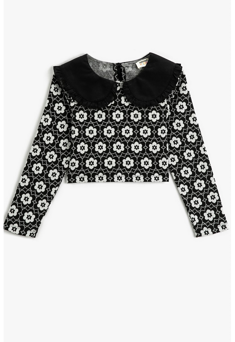 Bluza crop cu guler Peter Pan