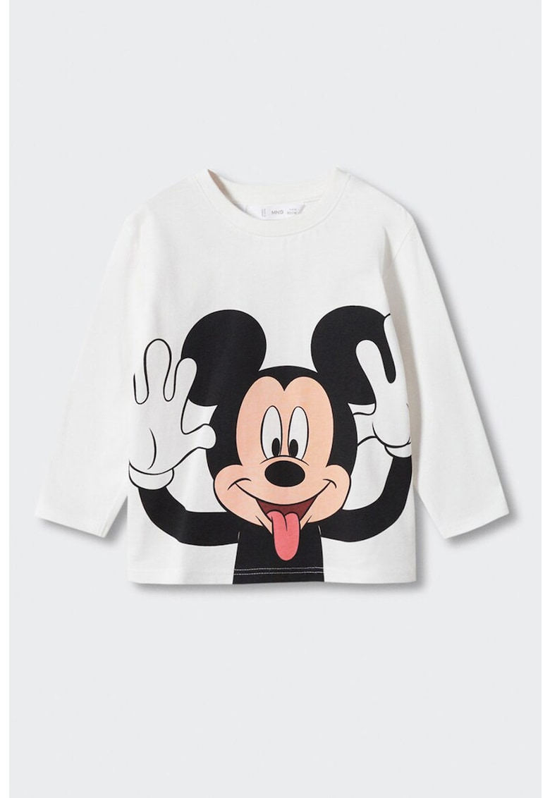 Bluza cu decolteu la baza gatului si imprimeu cu Mickey Mouse