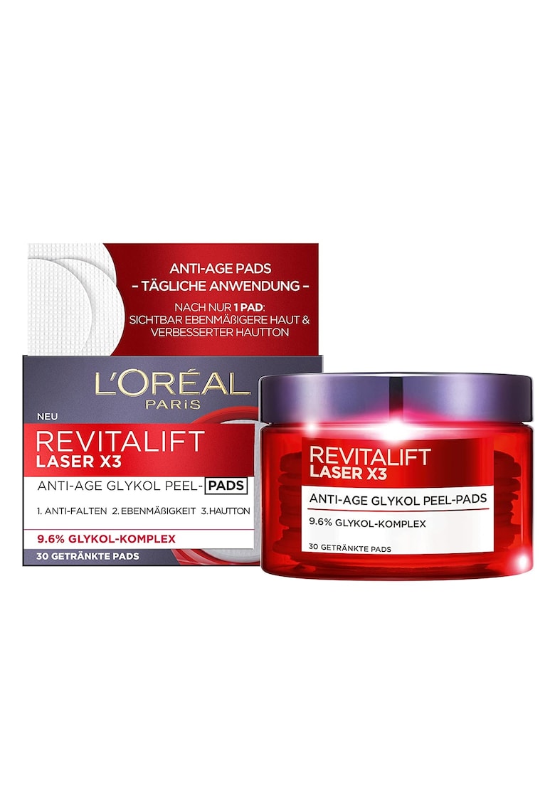 Dischete de fata L`Oreal Revitalift Laser X 3 Anti-Aging Glycolic Peel - 30 bucati