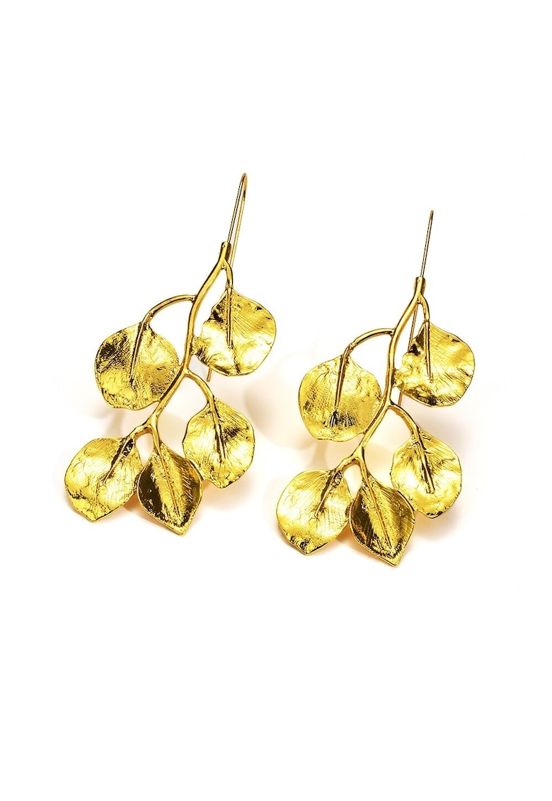 Cercei aurii - forma de crengute cu frunze - Hailey C8 -