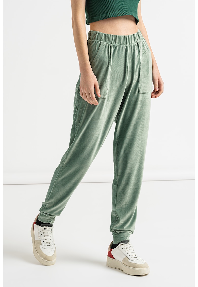 Pantaloni din reiat New Sira - Verde pal