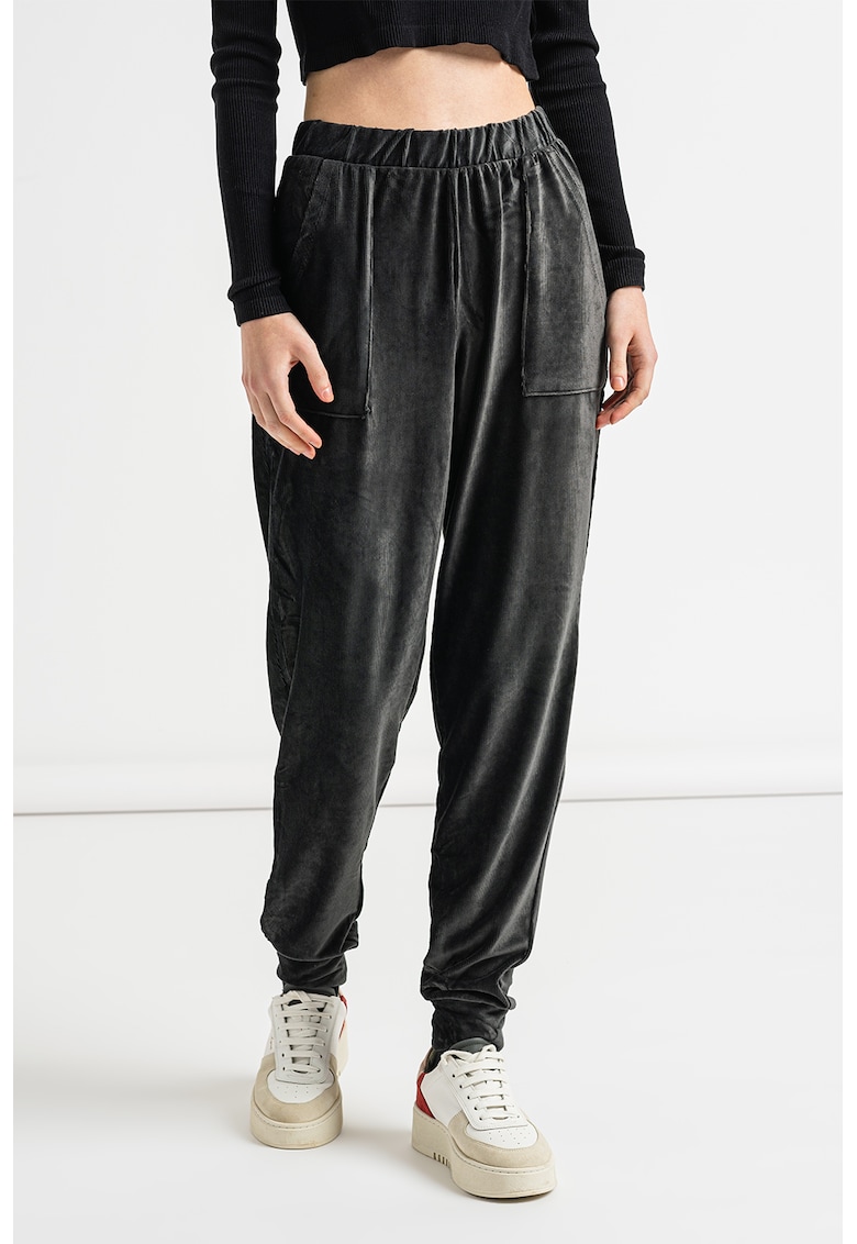 Pantaloni din reiat New Sira - Gri antracit