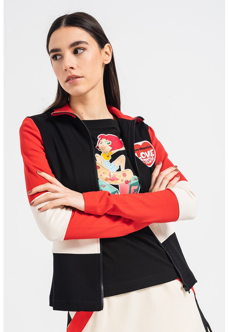 Love Moschino Суитшърт с цип и цветен блок за Жени Love Moschino Суитшърт с цип и цветен блок за Жени