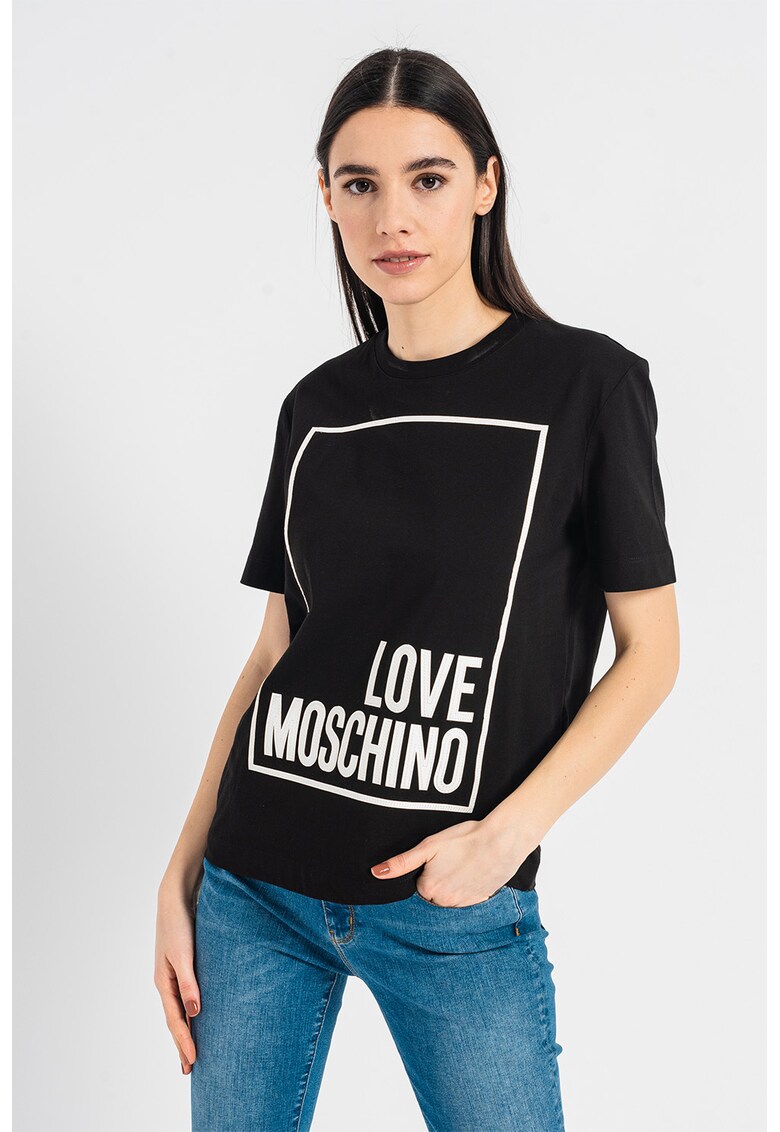 Love Moschino Памучна тениска с уголемено лого за Жени Love Moschino Памучна тениска с уголемено лого за Жени