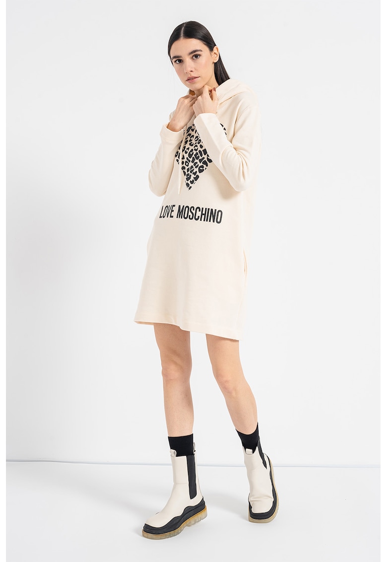 Love Moschino Рокля тип худи с джобове встрани за Жени Love Moschino Рокля тип худи с джобове встрани за Жени