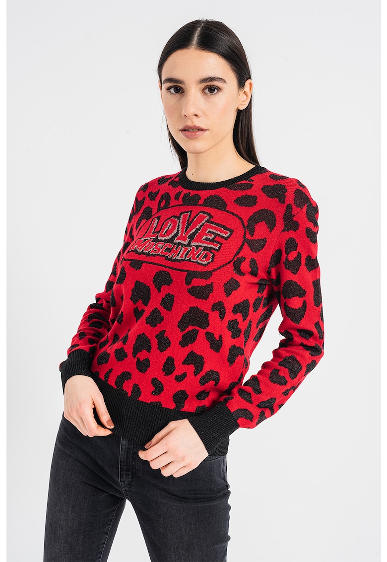 Pulover cu logo si animal print