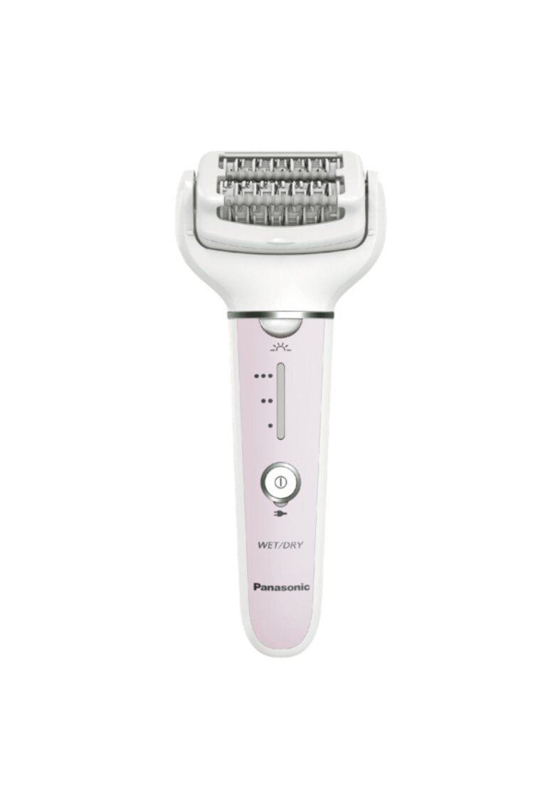 Epilator - Wet & Dry - Cordless - 2discuri & 60 pensete - Senzor presiune - Discuri duble - Cap flexibil si pivotant la 90° - 3 viteze - Alb/Roz