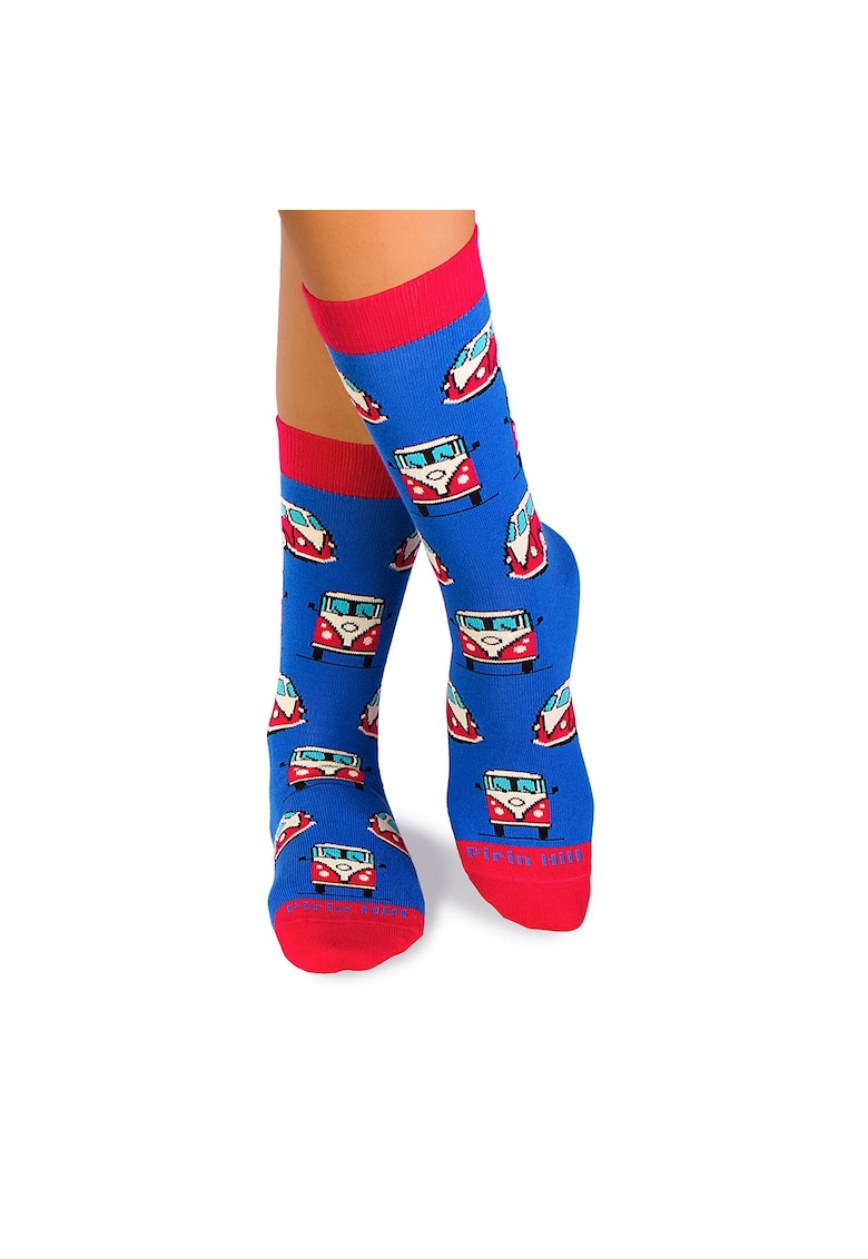 Sosete bumbac organic COLOUR COTTON Retro Buses Blue Sosete bumbac organic COLOUR COTTON Retro Buses Blue