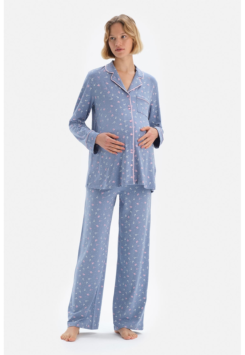 Pijama cu imprimeu floral pentru gravide