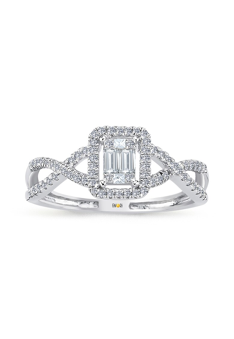 Inel din aur alb de 18K cu diamante fashiondays.ro