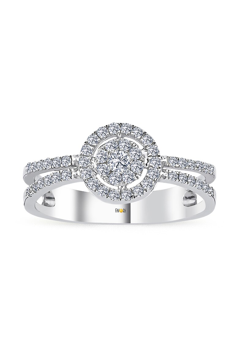 Inel din aur alb de 18K cu diamant dublu FAVORI JEWELLERY Reduceri si Transport Gratuit fashiondays.ro imagine noua
