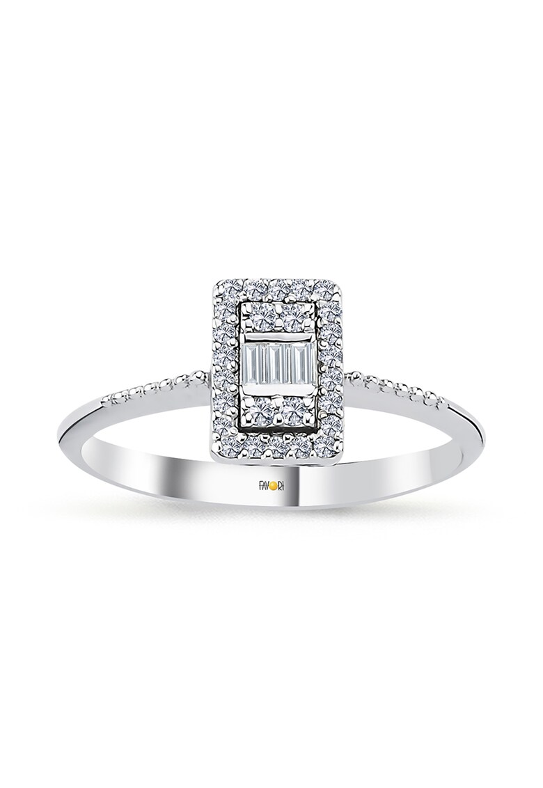 Inel din aur alb de 14K decorat cu 26 de diamante