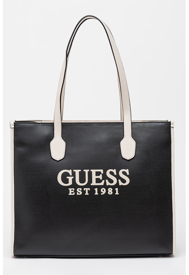 Guess Шопинг чанта Silvana от еко кожа с контрастно лого за Жени Guess Шопинг чанта Silvana от еко кожа с контрастно лого за Жени