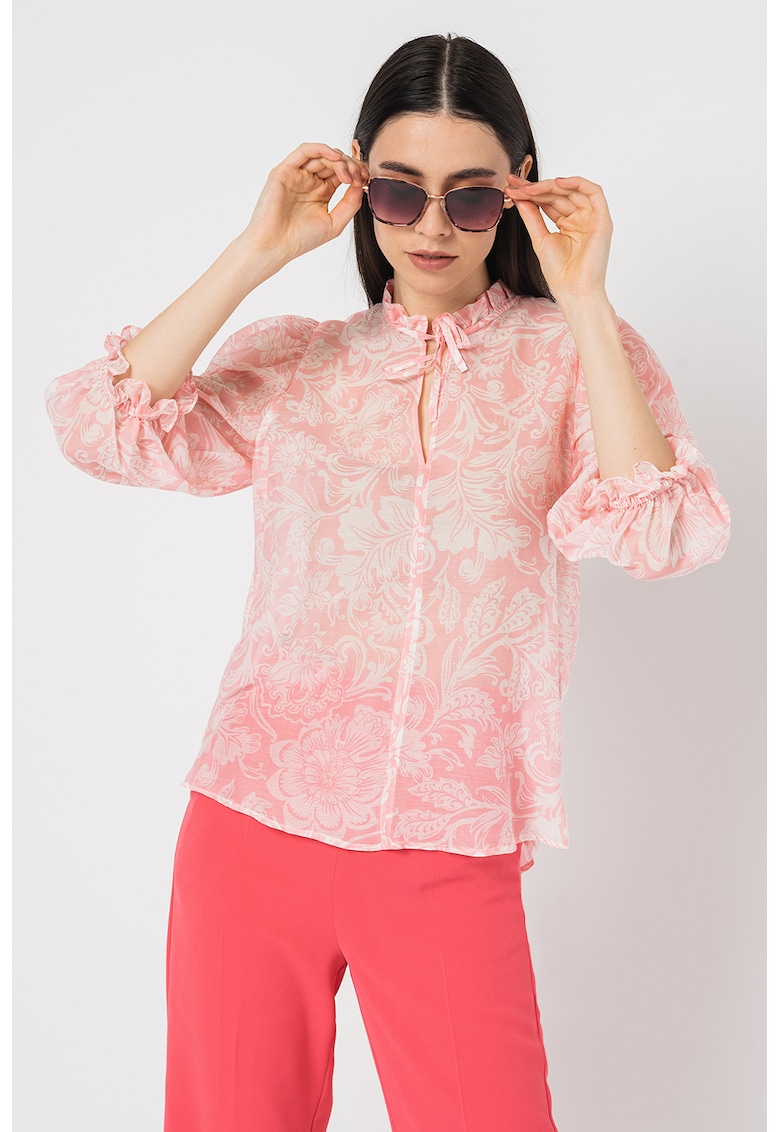 Bluza din amestec de matase cu maneci bufante Megaton