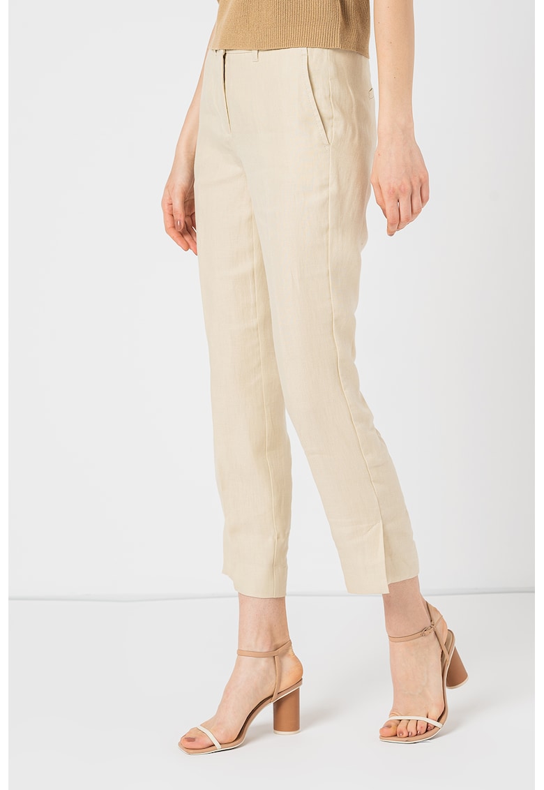 Pantaloni crop din in cu slituri laterale Garbata